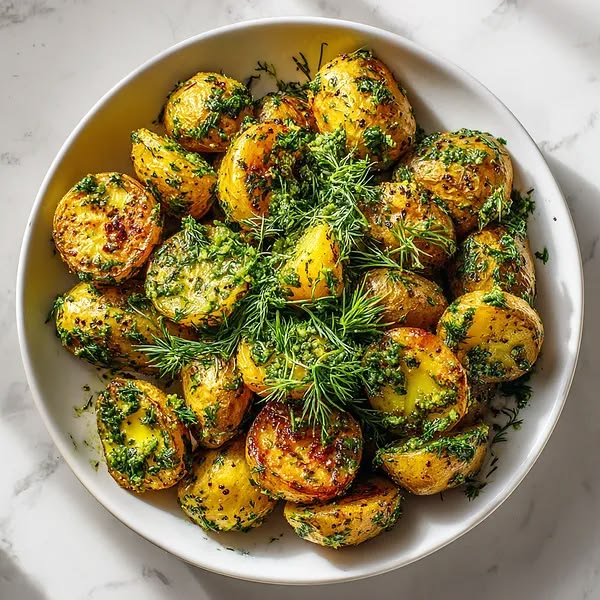 Citron-urte-ovnstegte kartofler